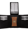 Improving Lifestyles Leather Men Tri Fold Wallet FIXED Flip Up Window ID with FREE Organza Gift Bag