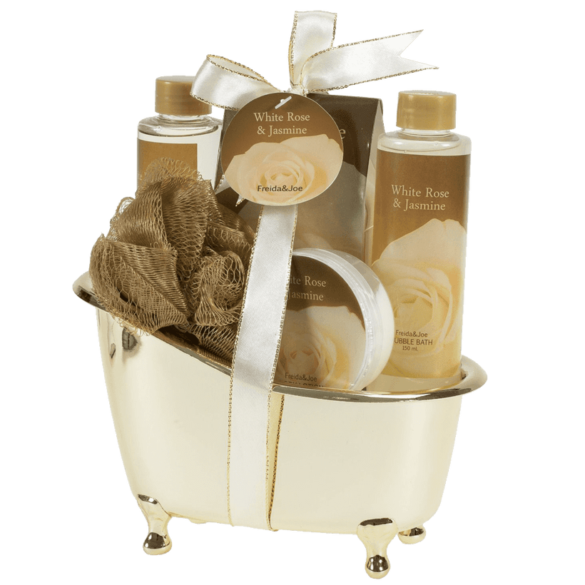 White Rose Jasmine Gold Tub Spa Bath Gift Set